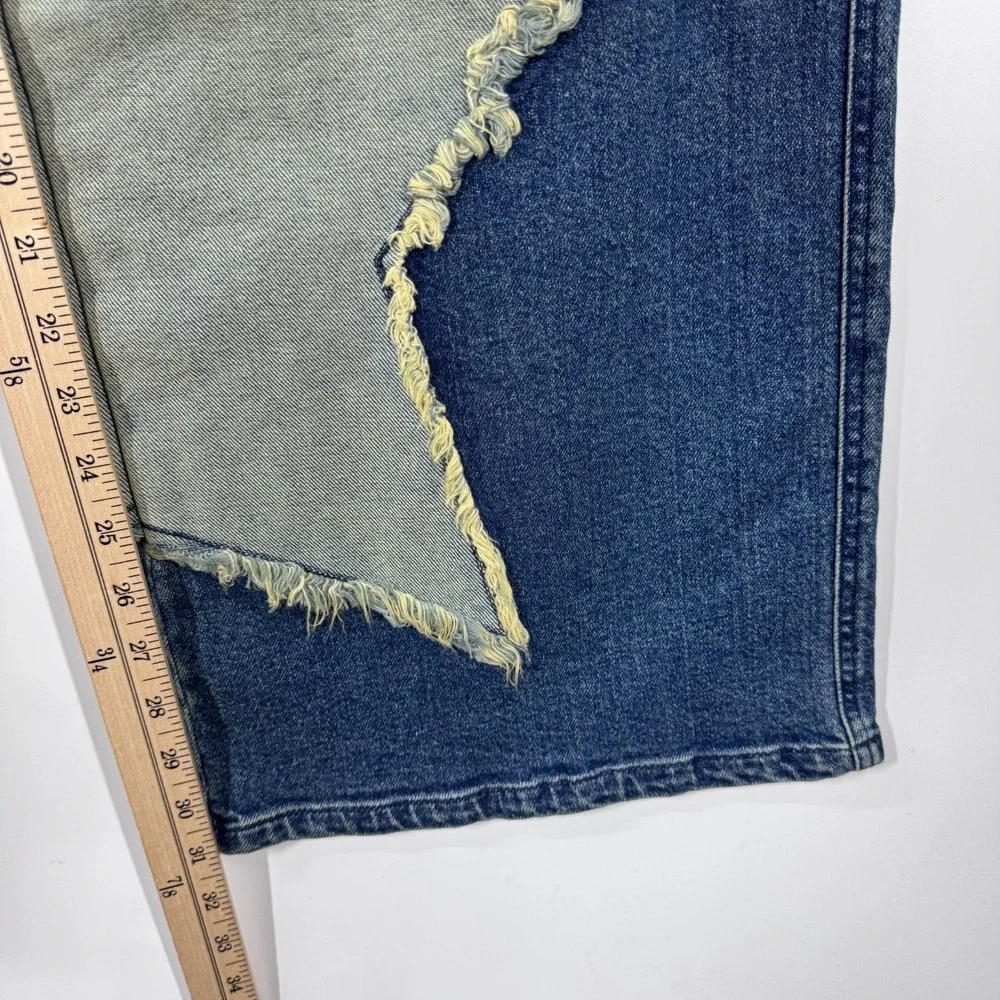 Hot Topic Jeans Sz 9 Wide Leg Two Tone Star Patch Y2K Denim Festival Goth Baggy